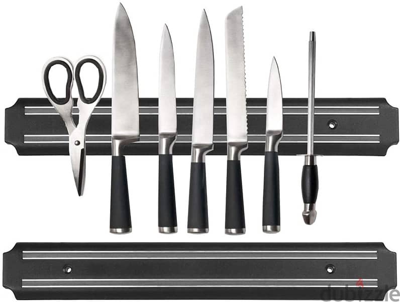 Magnetic knife storage strip holder 1