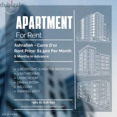 Check Out this Apartment for Rent in Ashrafieh. (6 Months in Advance)