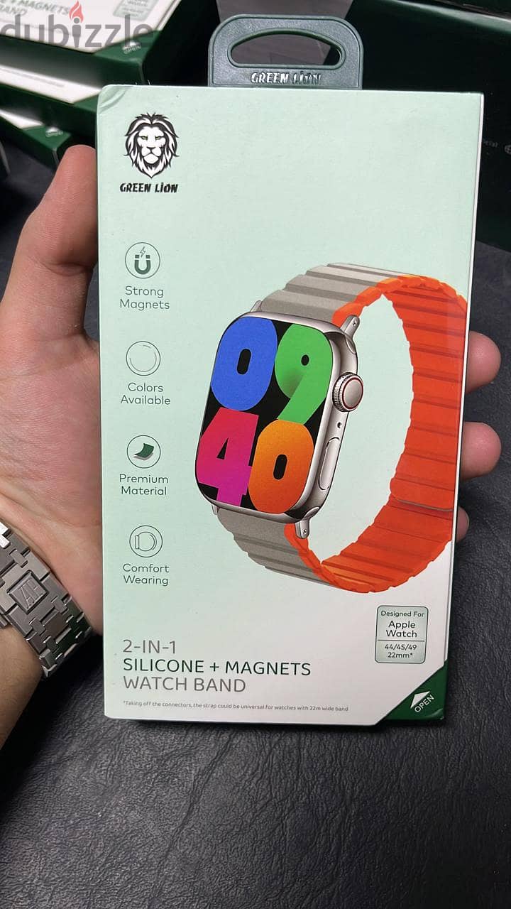 Green lion 2 in 1 silcone+magnets watch band gray/orange great & best 0