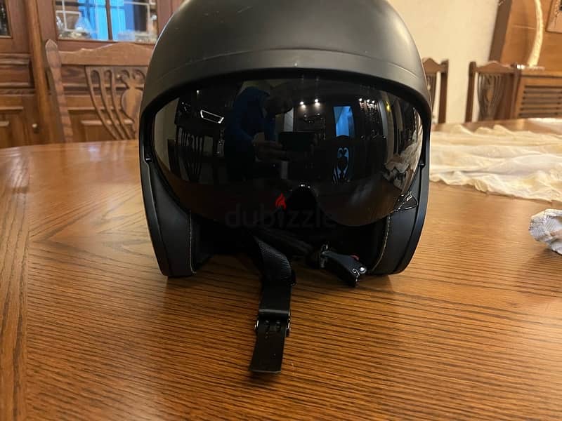 LS2 black helmet with sunglasses 3