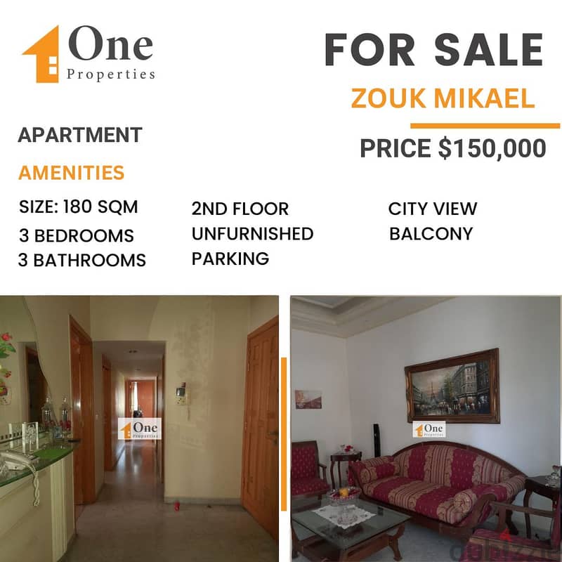 APARTMENT FOR SALE IN ZOUK MIKAEL 0