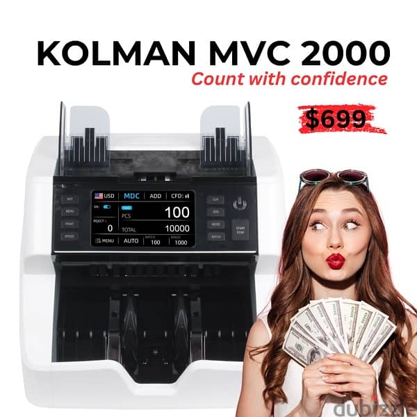 Kolman Pro Money Counters USD EURO LBP عدادة نقود مع كفالة شركة 1