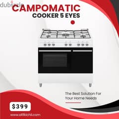 Gas Cooker 4-5 Eyes White/Silver/Black فرن غاز كفالة شركة 0