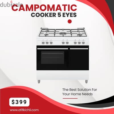 Gas Cooker 4-5 Eyes White/Silver/Black فرن غاز كفالة شركة