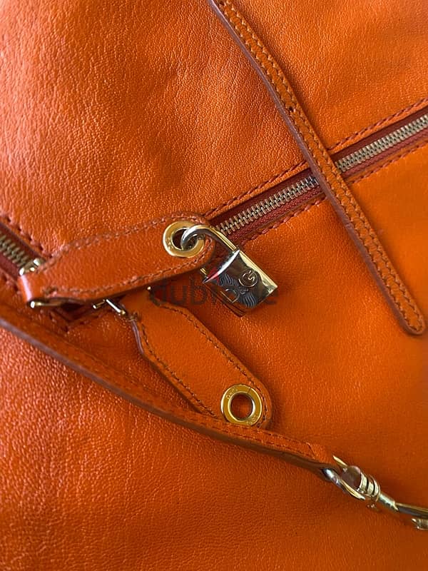 D&G large orange leather clutch 1