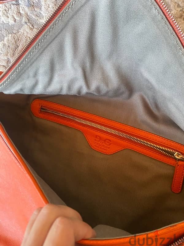 D&G large orange leather clutch 4