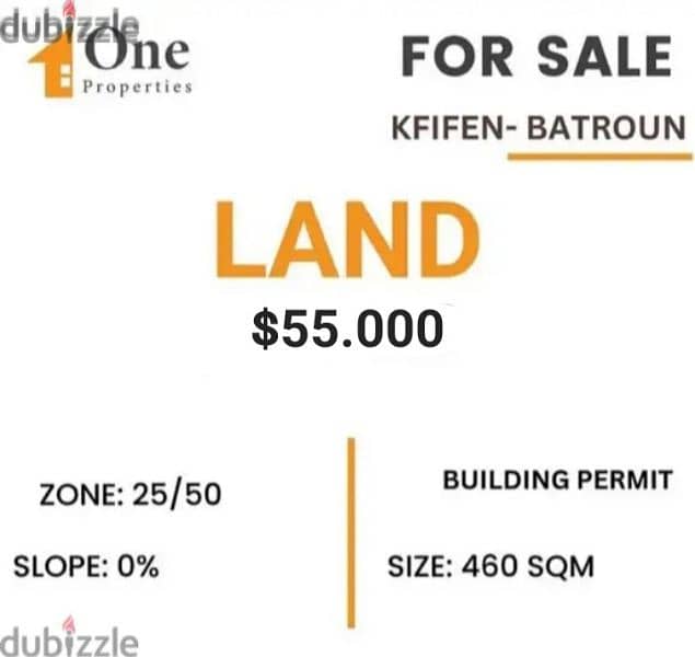 LAND FOR SALE IN KFIFEN - BATROUN 0