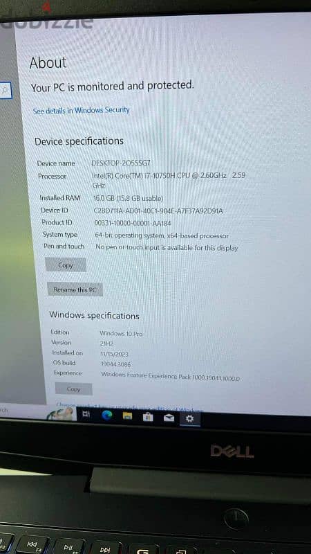 Gaming Dell G5 /cor i7 10th generation /RTX 2060 (6gb) 7