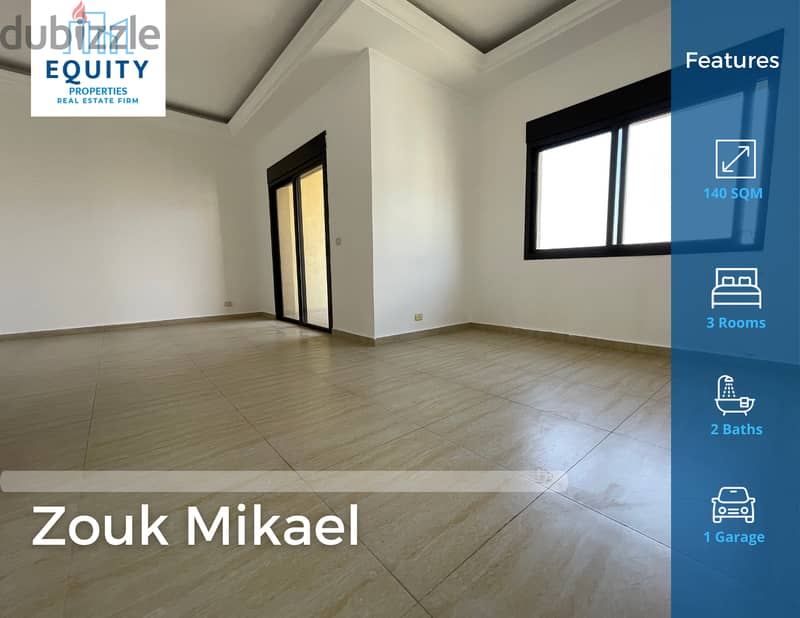 140SM Apartment For Sale In Zouk Mikaelشقة للبيع في زوق مكايل#RK109626 0