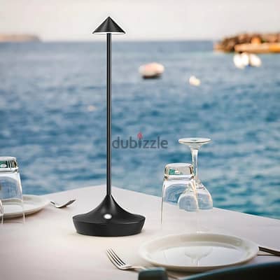 Cordless Table Lamp with Modern Metal Finish, Touch Dimmer