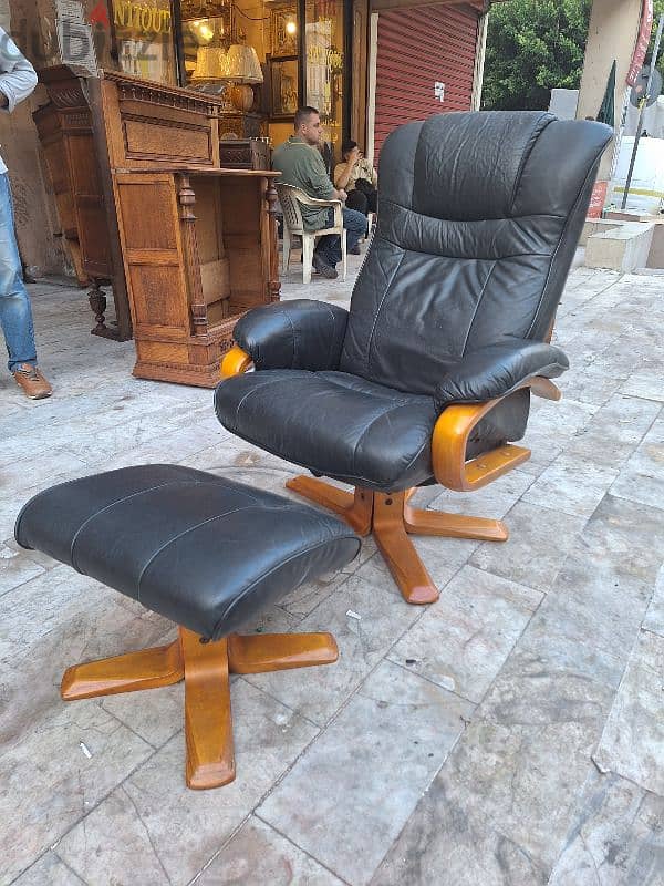 recliner swivel chair genuine leather buffalo original England 0