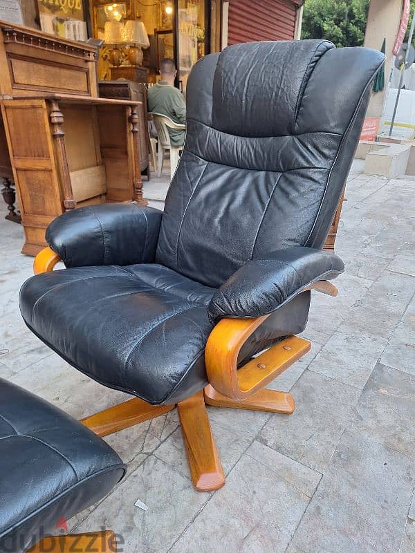 recliner swivel chair genuine leather buffalo original England 3