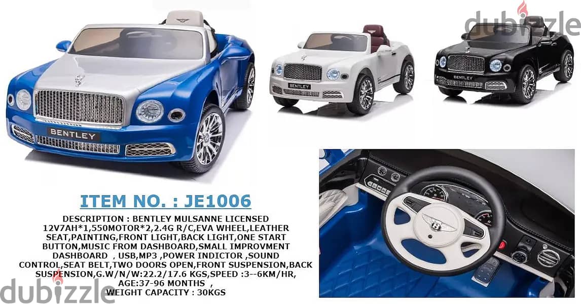 Car Kids Bentley Mulsanne JE1006 white amazing & last offer 0