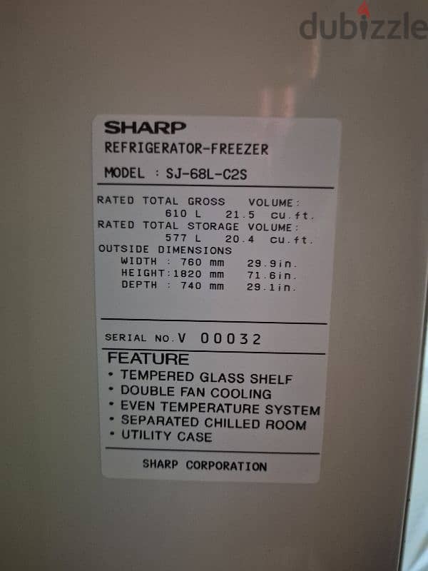 Sharp Refrigerator - Freezer 3