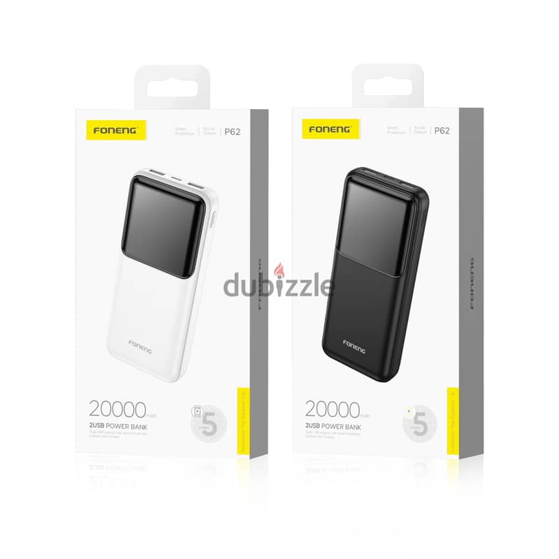 20,000mAh Power Bank 2A & 2 Outputs - P62 3