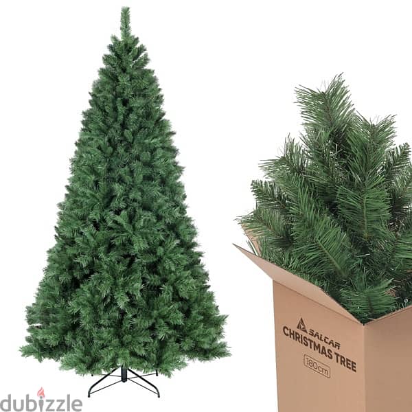 SALCAR 180cm Christmas Tree, With Metal Stand 0