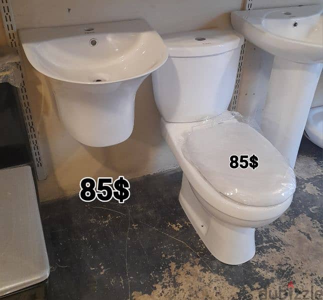 طقم حمام (كرسي + مغسلة). (bathroom toilet set (seat and sink 5