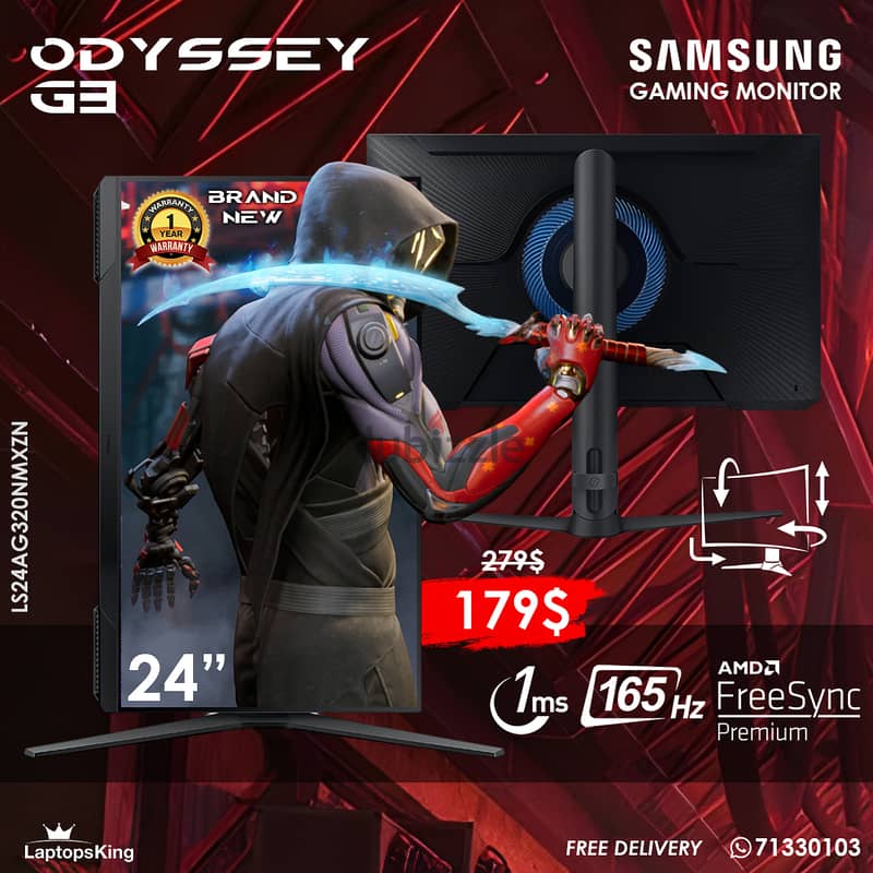 Samsung Odyssey G3 24" Fhd 165hz 1ms Gaming Monitor Offer 0