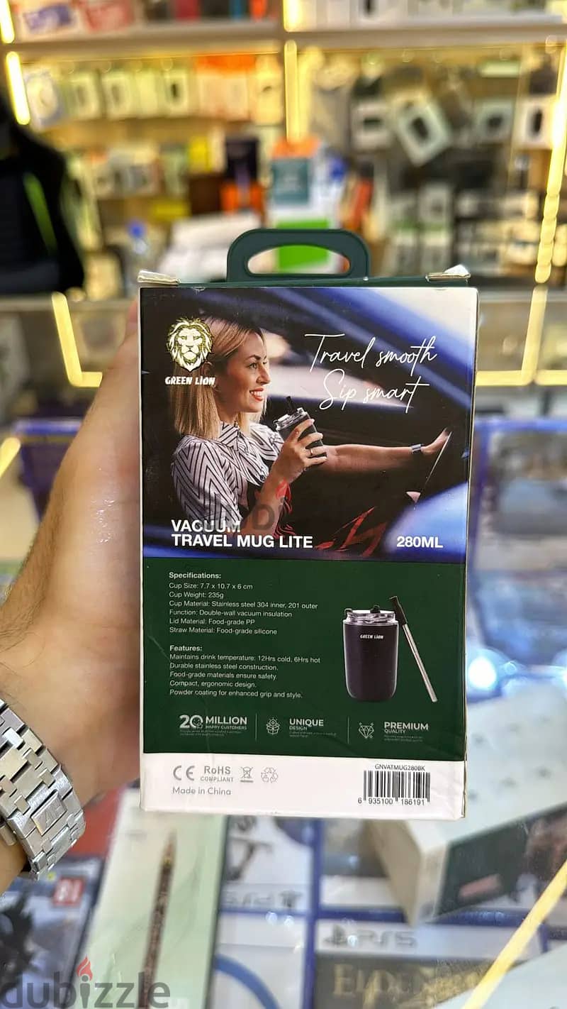 Green lion Vacuum travel mug lite black 0