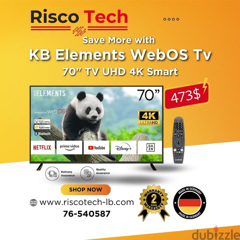 KB ELEMENTS 4K UHD SMARTTV 32" 43" 50" 55" 65" 70" 85" INCH 4K تلفزيون 9