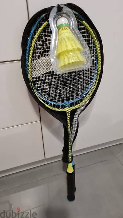 Lightly used Badminton set from Decathlon, 2 rackets and shuttlecocks.