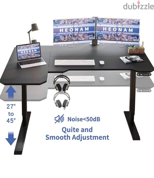 L shape Adjustable Standing Desk طاولة مكتب 1