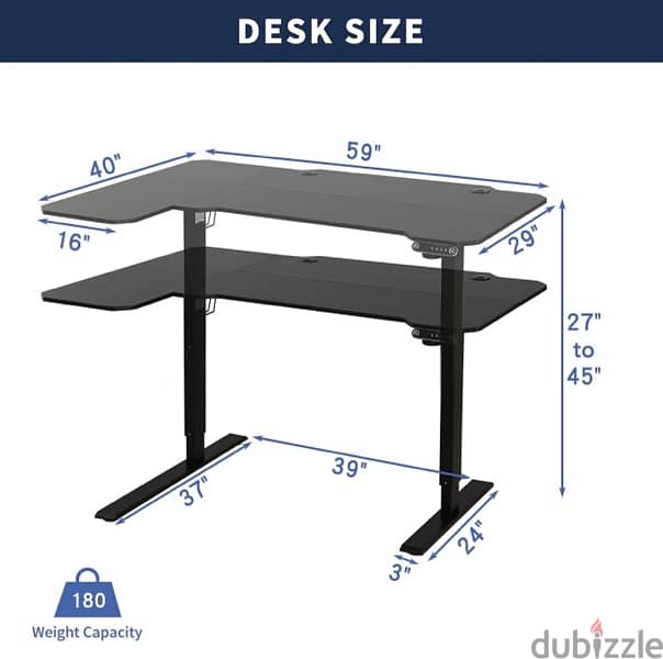 L shape Adjustable Standing Desk طاولة مكتب 3