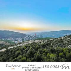 Zaghrine | 850m² Land | Unfinished Construction | Road Access 0