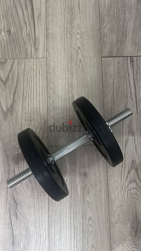 Bench (Decathlon) + adjustable dumbbells + kettlebell 3