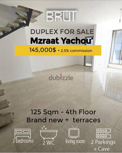 Brand new 125 sqm Duplex for sale in Mazraat Yachouh Metn