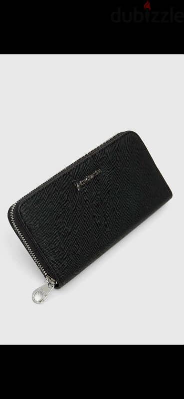 stradivarius wallet black real leather 7