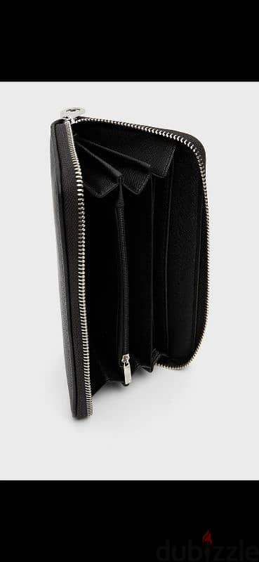 stradivarius wallet black real leather 9