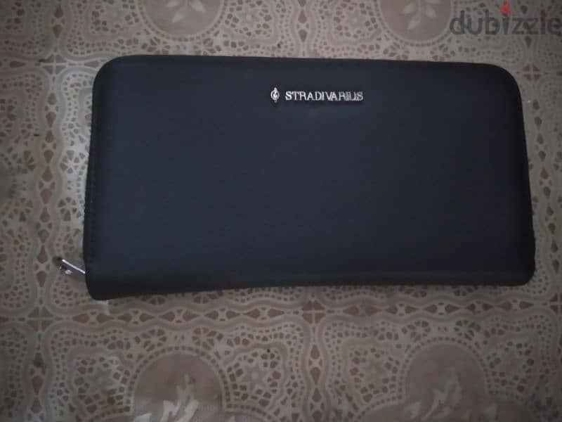 stradivarius wallet black real leather 11