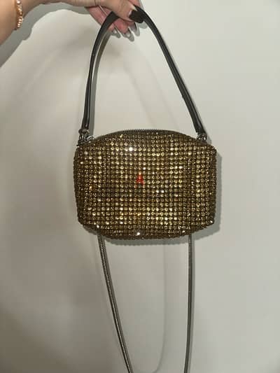 gold rhinestone purse