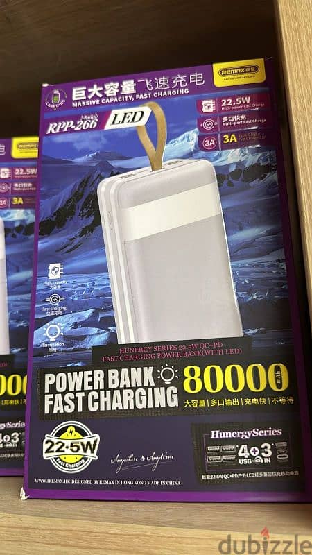 80,000mAh power bank super fast charging 22.5W  display  & flashlight 12