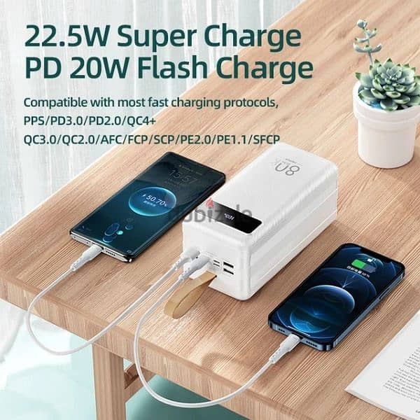 80,000mAh power bank super fast charging 22.5W  display  & flashlight 14