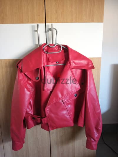 Cherry Red Leather Jacket