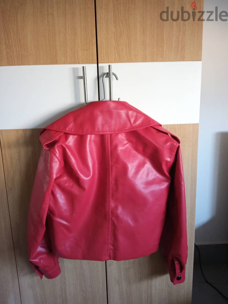 Cherry Red Leather Jacket 1