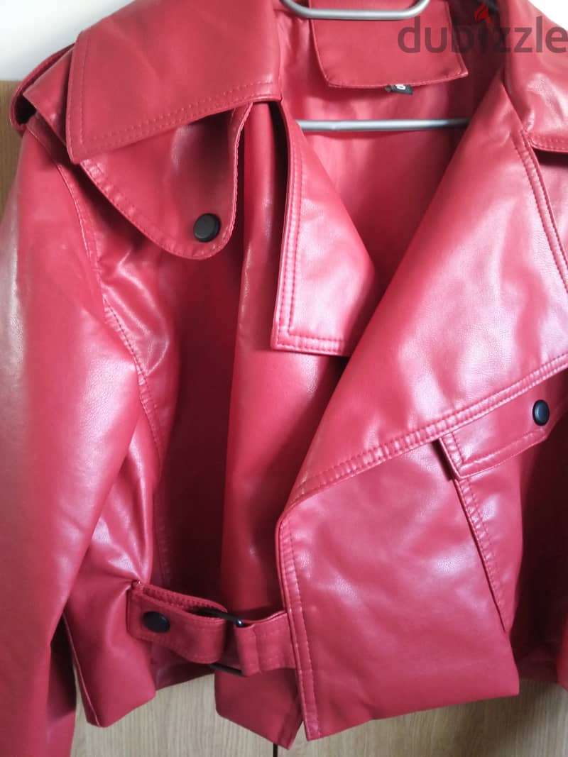 Cherry Red Leather Jacket 2