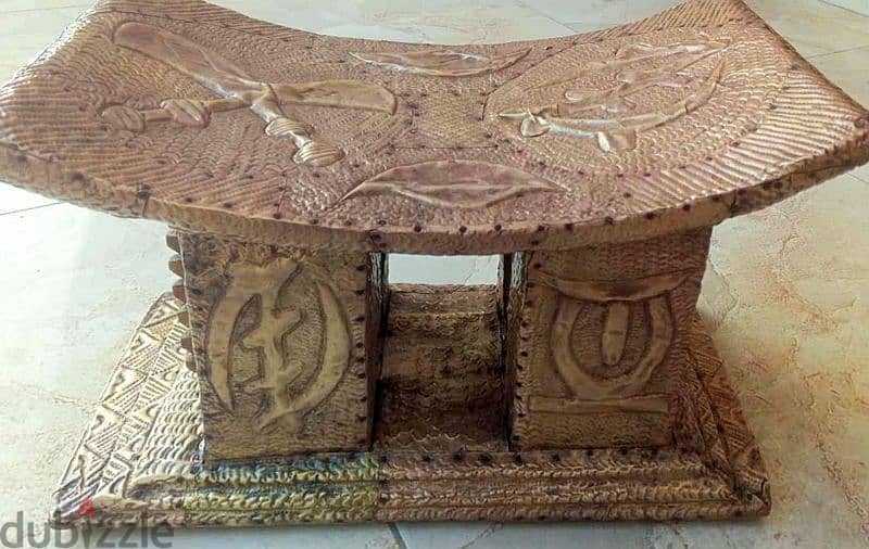 Antique Rare handmade golden stooL african ashanti story Since 1700 2