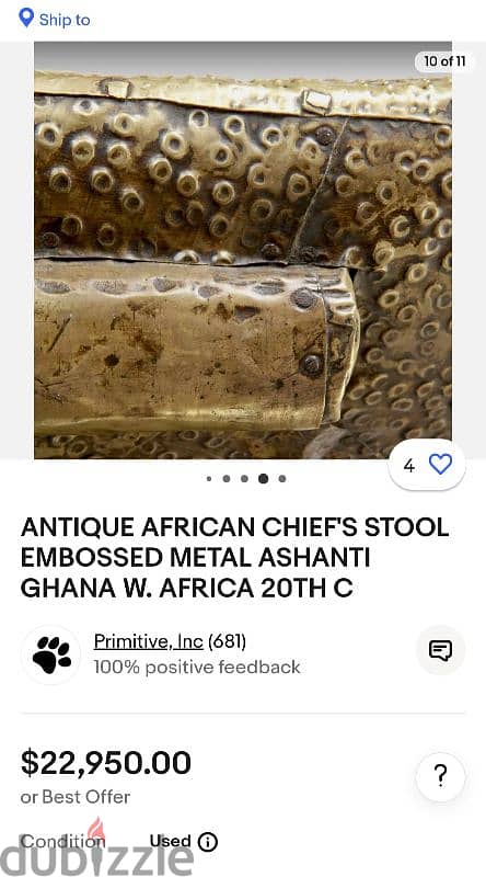 Antique Rare handmade golden stooL african ashanti story Since 1700 6