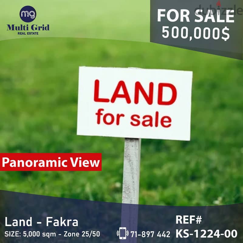 KS-1224-00 / Land for Sale in Fakra, أرض للبيع في فقرا 0