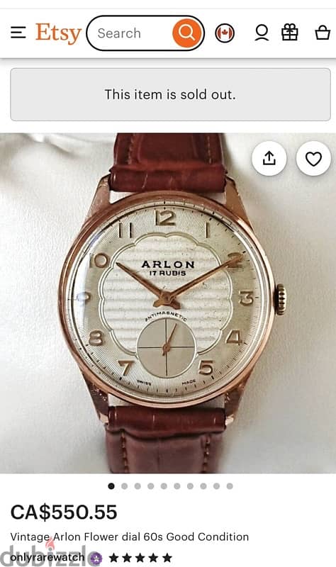 very rare watch Vintage Arlon _Super 6