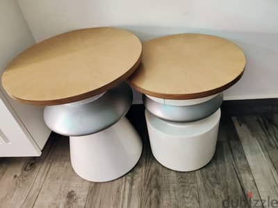 set of two solid wood side tables