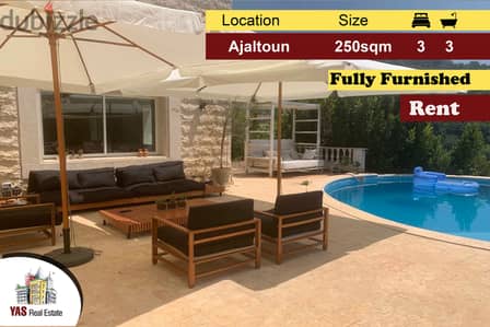 Ajaltoun 250m2 | 250m2 Garden | Rent | Fully Furnished | Pool | KH |