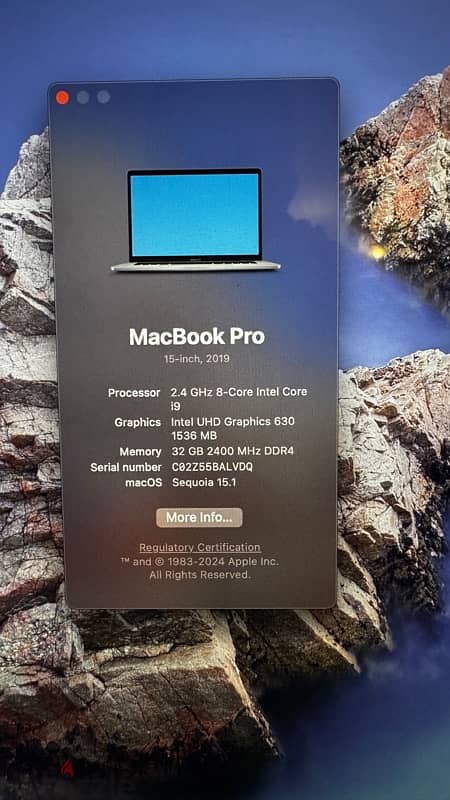 Macbook Pro 15” 32GB i9 1 Terra 1