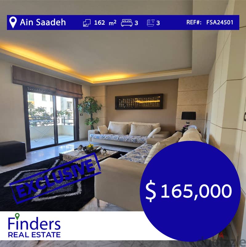 Apartment for sale in Ain Saadeh! | شقة للبيع في عين سعادة 0