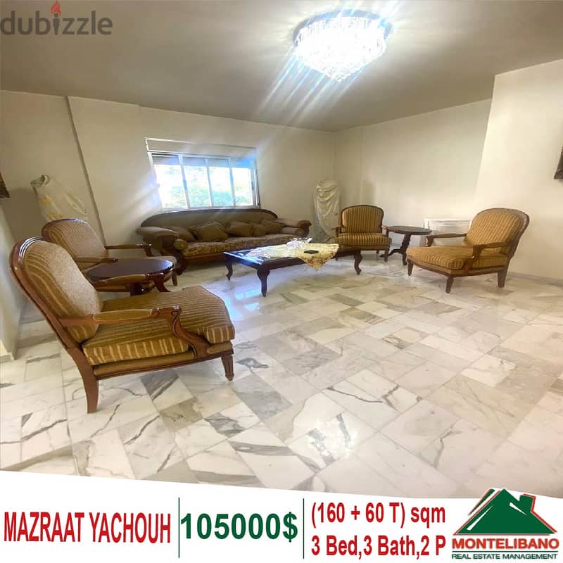 160 Sqm Apartment for sale in Mazraat Yachouh with Terrace !! 2