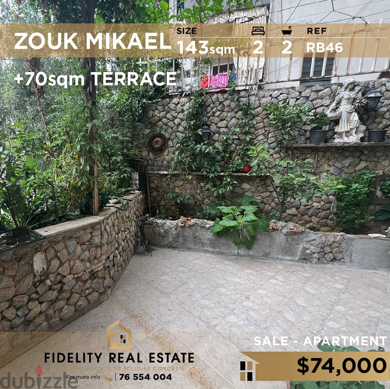 Apartment for sale in Zouk Mikael RB46 0