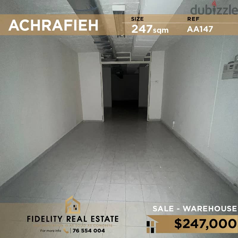 Warehouse for sale in Achrafieh AA147 مستودع للبيع في الأشرفية 0